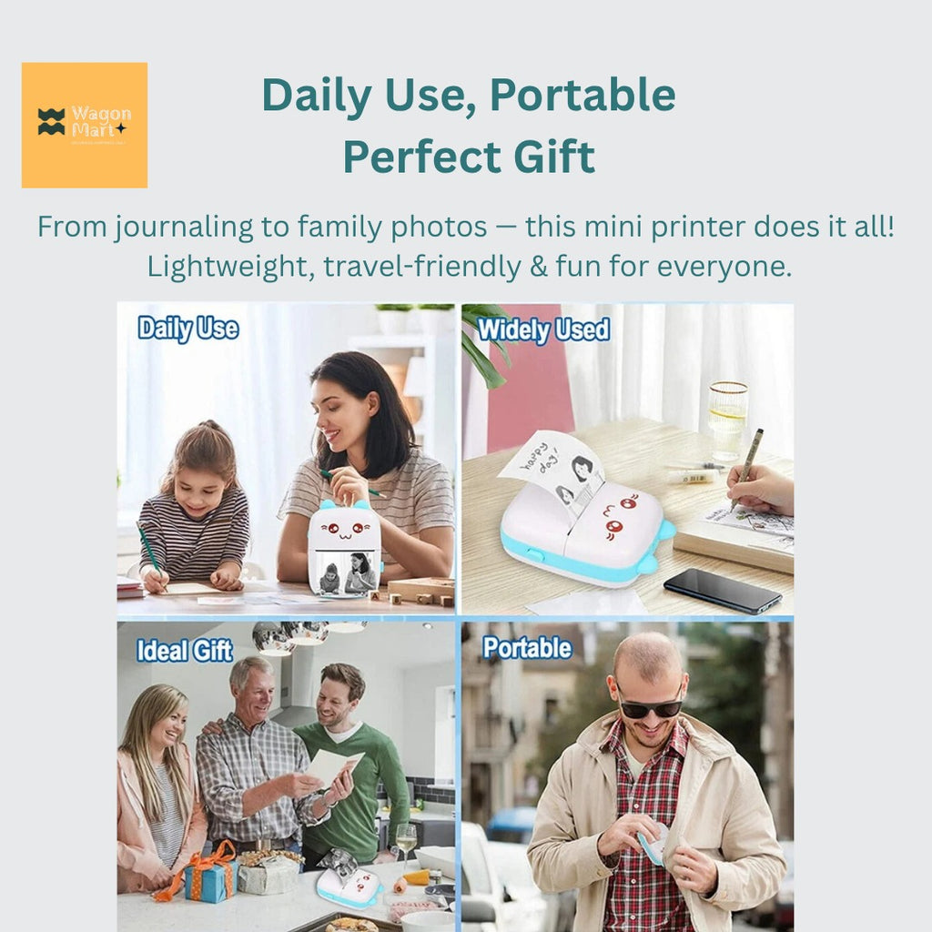 🖨️✨ Cute Mini Inkless Printer – Print Anytime, Anywhere! ✨🖨️